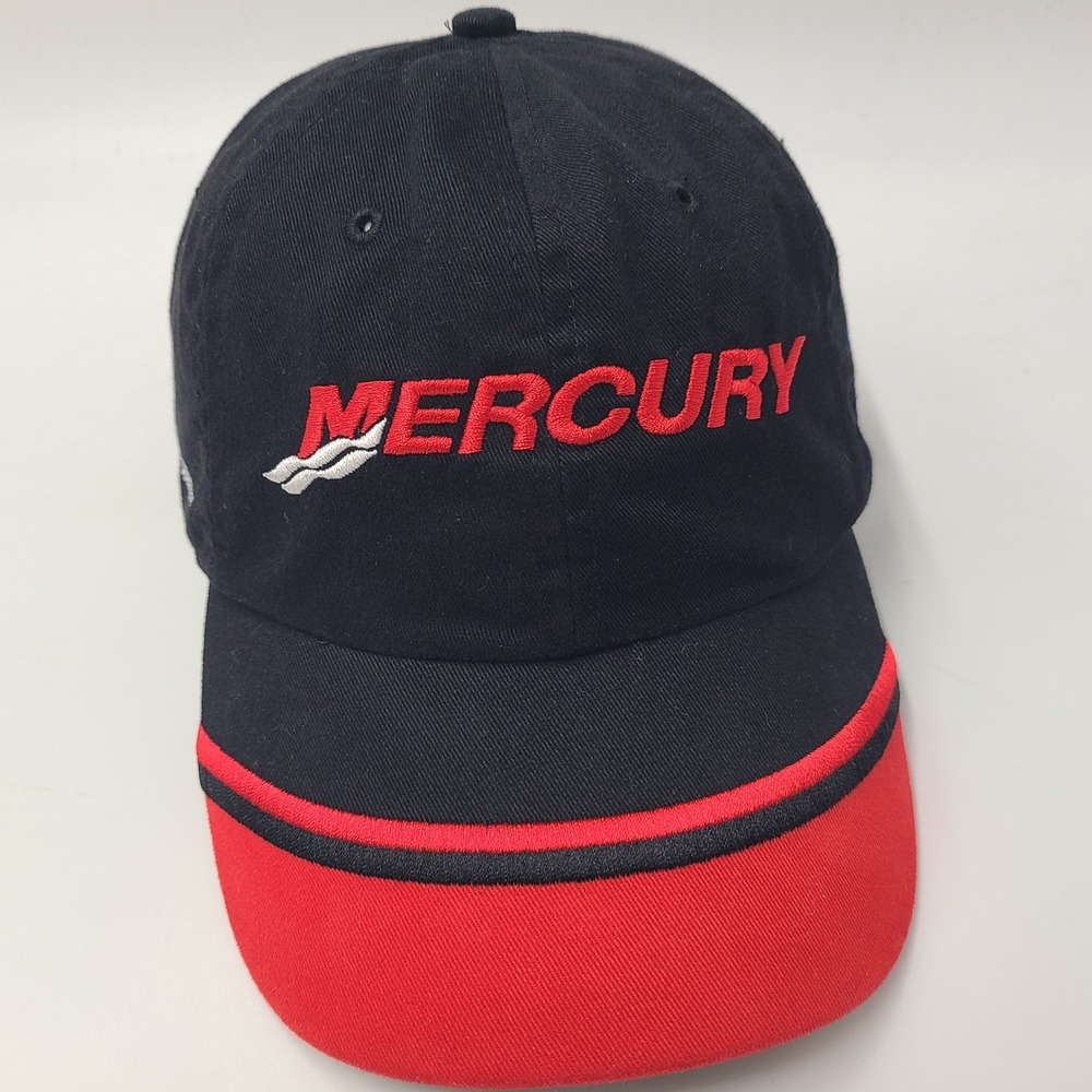 Mercury Marine Hat Strapback (Fits Small) Black Red Boat Engine Propulsion Fish